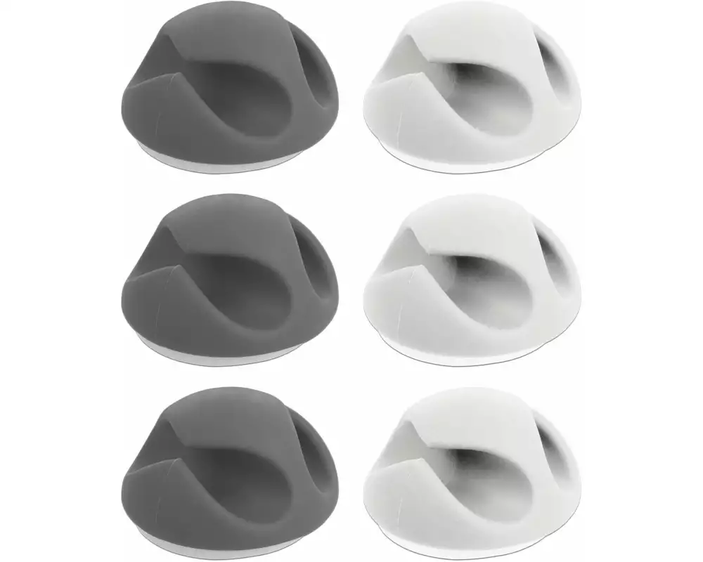Delock Kabelhalter 6 mm, 2x3 Stück, weiss, grau, 2 Durchführungen
