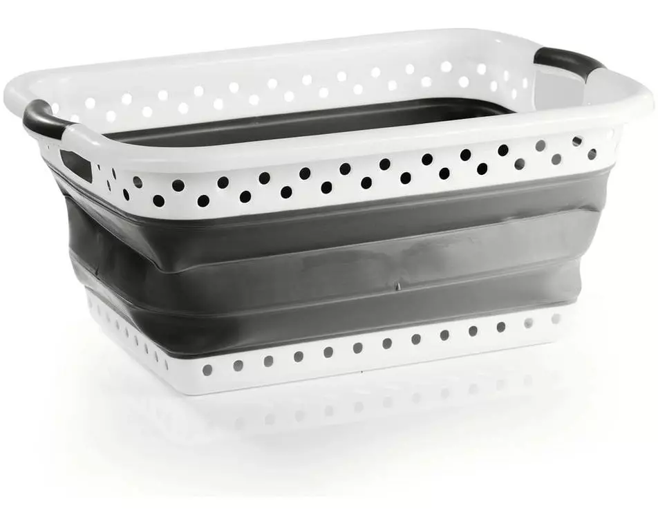 EASYmaxx Wäschekorb faltbar 41 l - Weiss/Grau