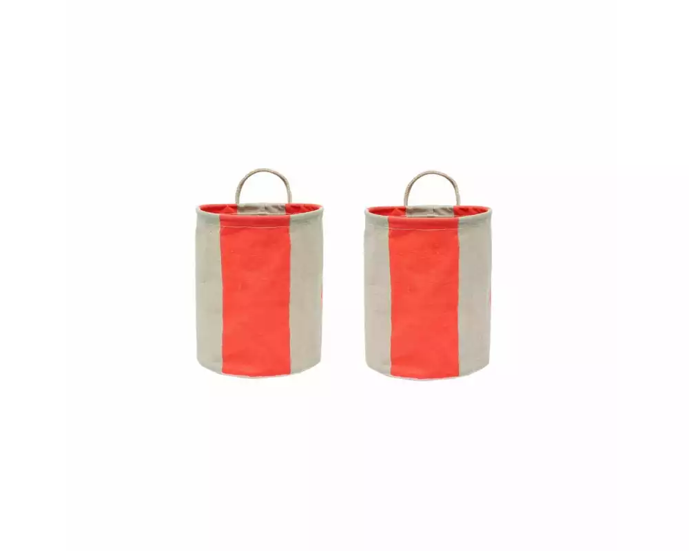 OYOY Wäschekorb Kara 2 Stück, 5 l, Kirschrot/Weiss