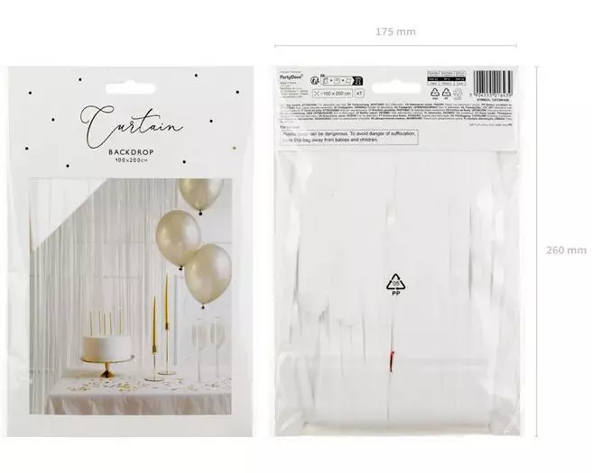 Partydeco PartyDeco Partyvorhang Weiss Metallisch weiss 100 x 200 cm