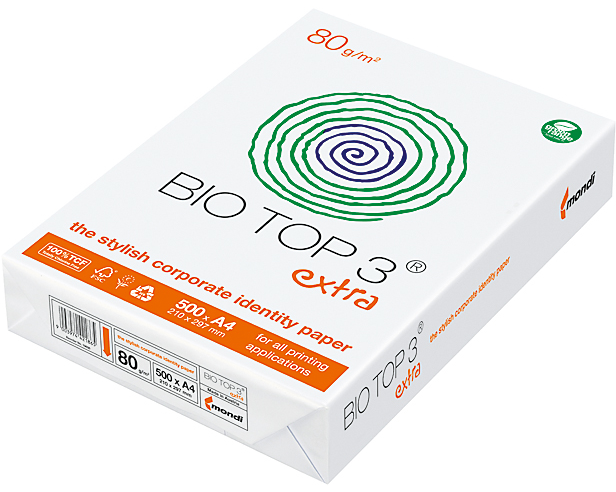 BIO TOP 3 Multifunktionspapier A4 266593 80g, weiss 2500 Blatt
