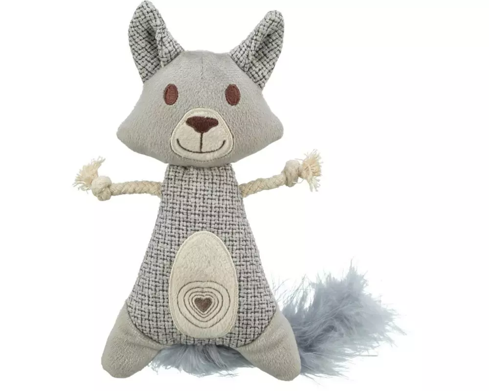 Trixie Katzen-Spielzeug Waschbär XXL, Plüsch/Stoff/Feder Grau