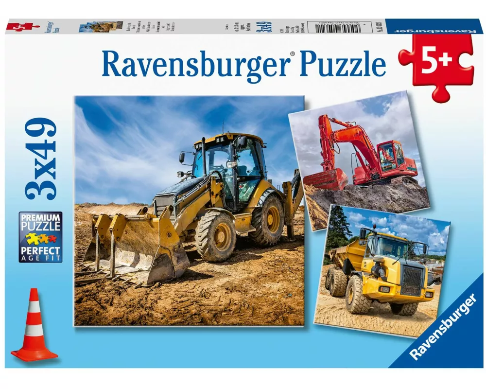 Kinderpuzzle 3x49 Teile - Baufahrzeuge im Einsatz