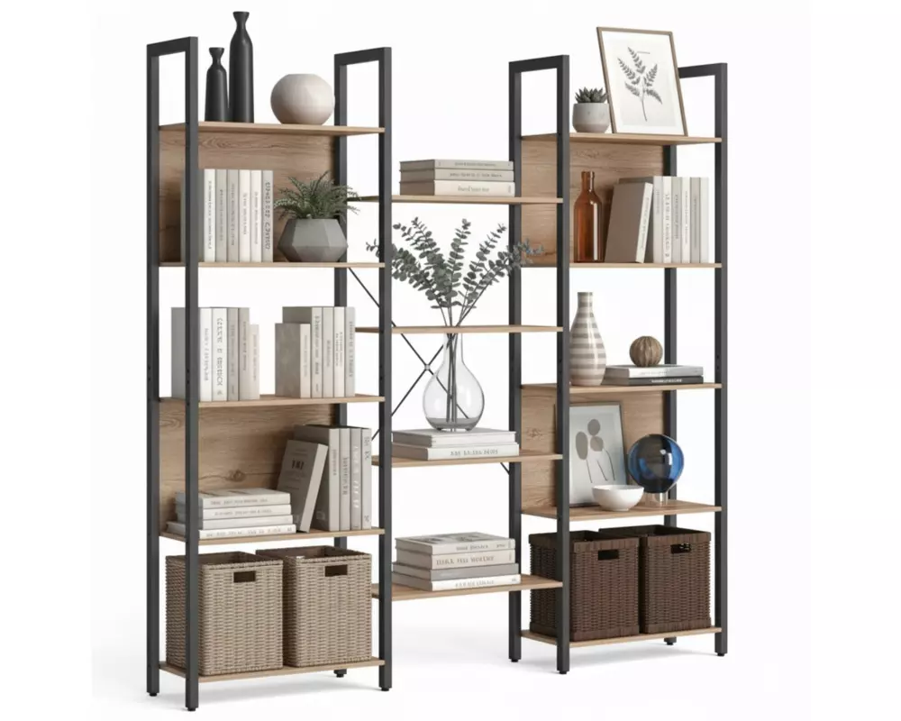 relaxdays Regal Industrial mit 14 Ablagen 166 x 158 x 24 cm Hellbraun