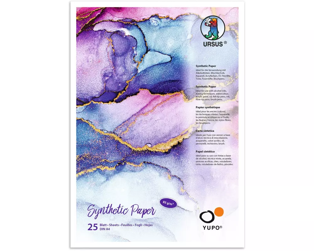 URSUS Malblock Yupo Synthetik, A4, 85 g/m2, 25 Blatt