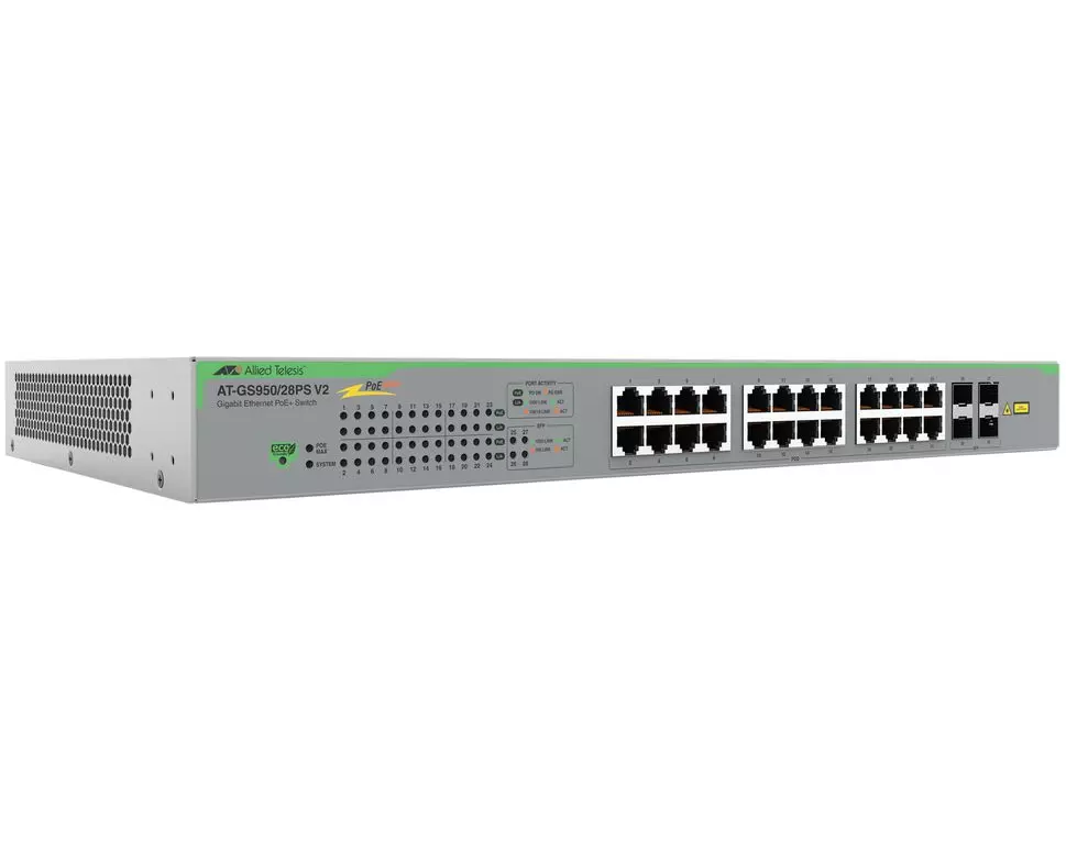 Allied Telesis AT-GS950/28PSV2-50 Netzwerk Switch Unmanaged Gigabit Ethernet (10/100/1000) Energie Über Ethernet (PoE) Unterstützung Grau