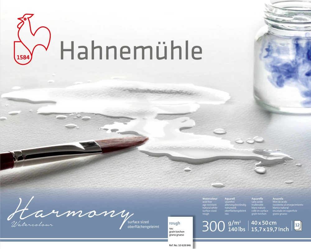 HAHNEMÜHLE Aquarellblock Harmony 40x50cm 10628846 weiss rau, 300g 12 Blatt