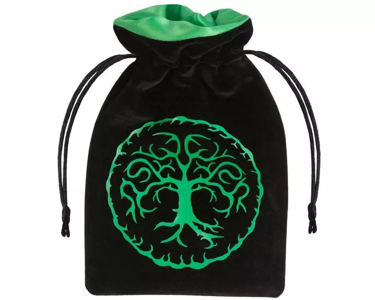 Q Workshop Würfelbeutel Forest Black & green Velour Dice Bag