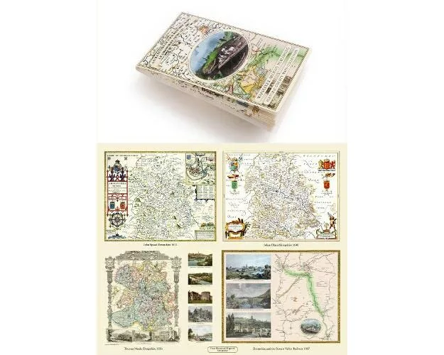 A Shropshire 1611 - 1836 - Fold Up Map that features a collection of Four Historic Maps, John Speed's County Map 1611, Johan Blaeu's County Map of 164