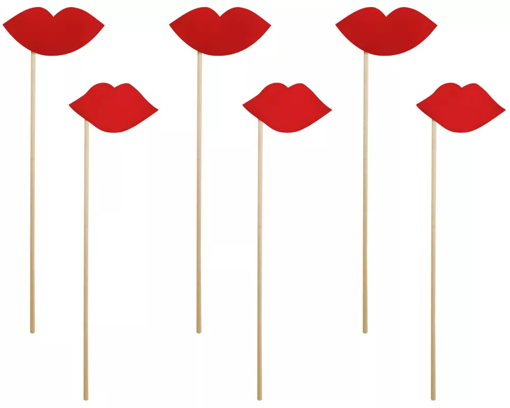 Partydeco Partyaccessoire Lips 6 Stück, Rot