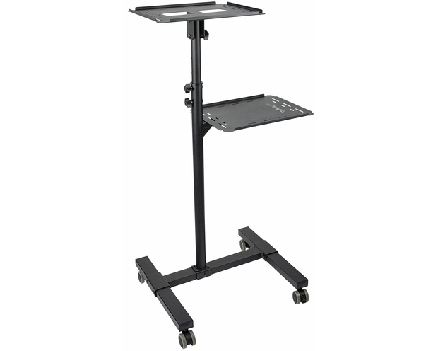 StarTech.com Mobile Projector and Laptop Stand/Cart, Heavy Duty Portable Projector Stand/Presentation Cart (22lb/shelf), Height Adjustable