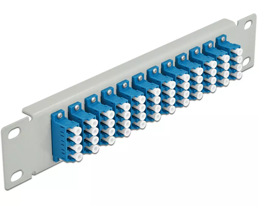 Delock Verteilerplatte 10″ LWL Patchpanel 12 Port LC Quad grau