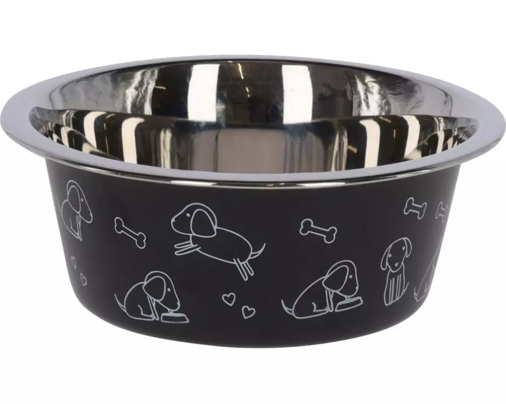 Kerbl Edelstahlnapf mit Motiv 900 ml, Schwarz