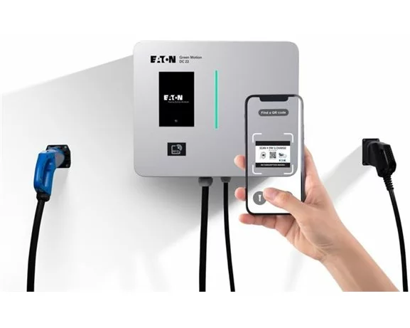 EATON Green Motion DC 22 EV charging station Online CCS 2 connector RJ45 communication interface RFID access control