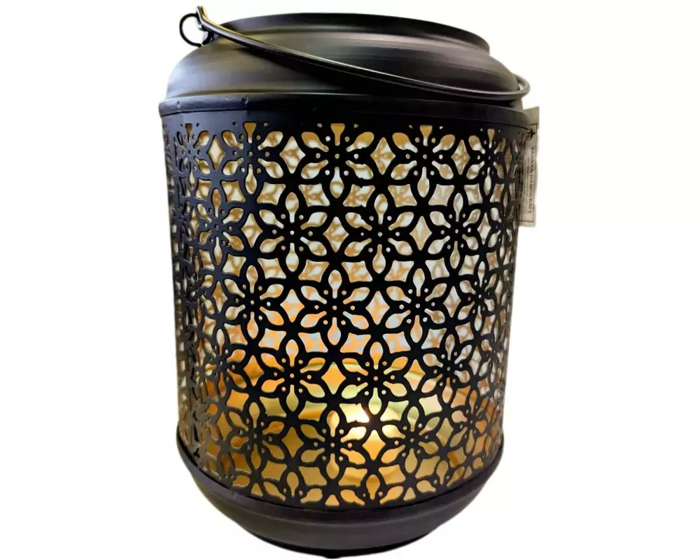 CHALET Windlicht Alpenblüte L 17 x 17 x 22 cm, Schwarz