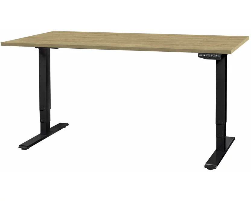 CONTINI höhenverstellbarer Bürotisch 1.4x0.8m Eiche / Gestell ET225E schwarz RAL 9005