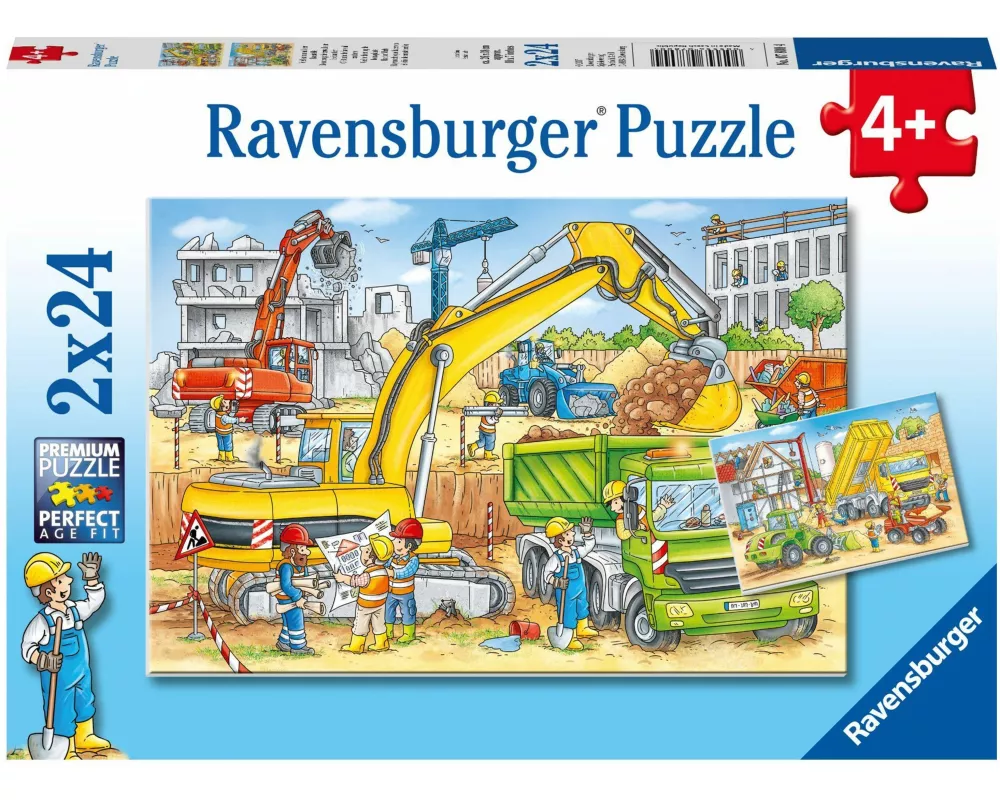 Kinderpuzzle 2x24 Teile - Viel zu tun auf der Baustelle