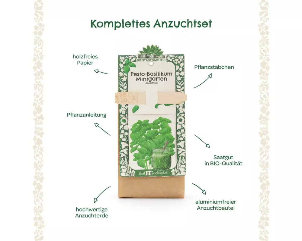 Die Stadtgärtner Anzuchtset Pesto-Basilikum