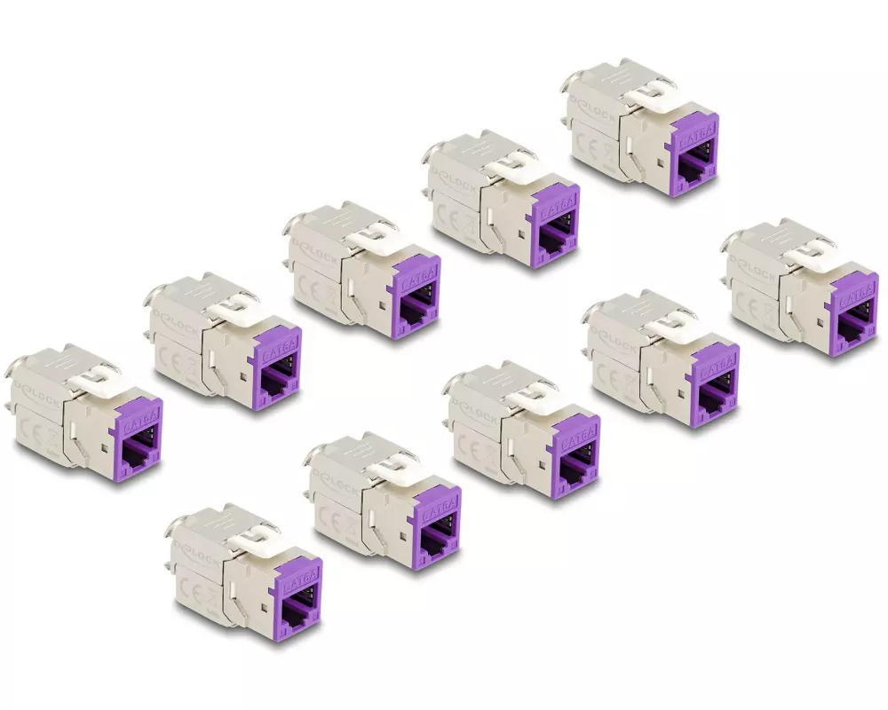 Delock Keystone-Modul RJ45 zu LSA Cat.6A Violett, 10 Stück