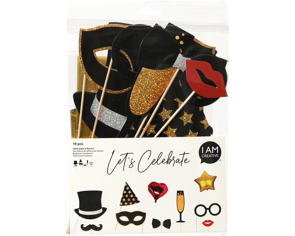 I AM CREATIVE Glitter selfie sticks 6010.23 10-teilig