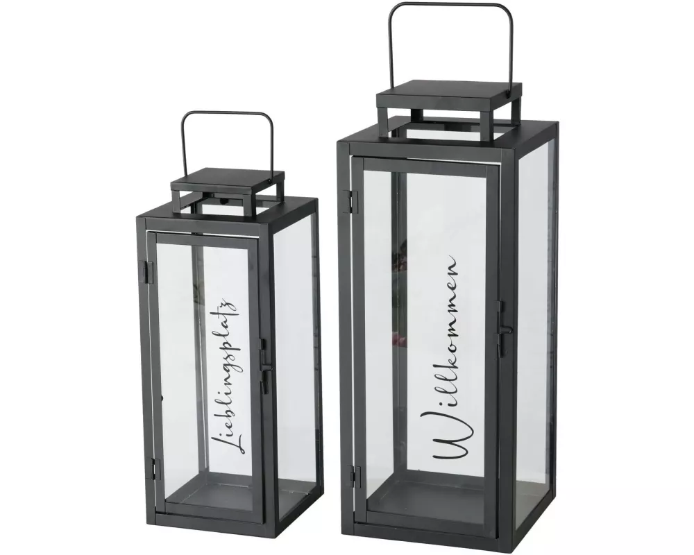 Boltze Laterne Berlin 2-teilig, 40 cm/50 cm, Schwarz