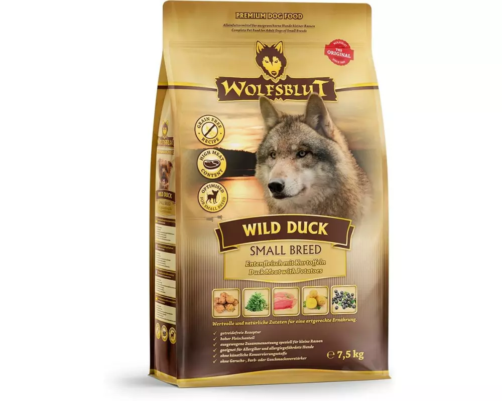 Wolfsblut Trockenfutter Dog Small Breed Wild Duck Adult, 7.5 kg