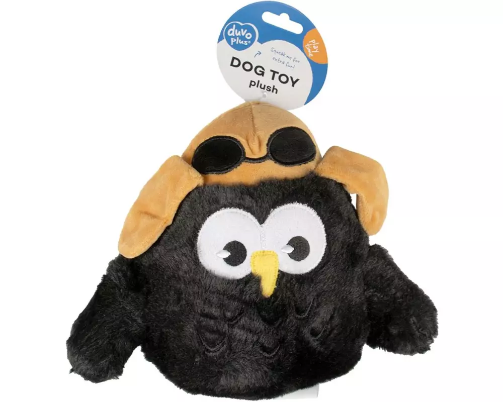duvoplus Plüschtier Eule Pilot Schwarz