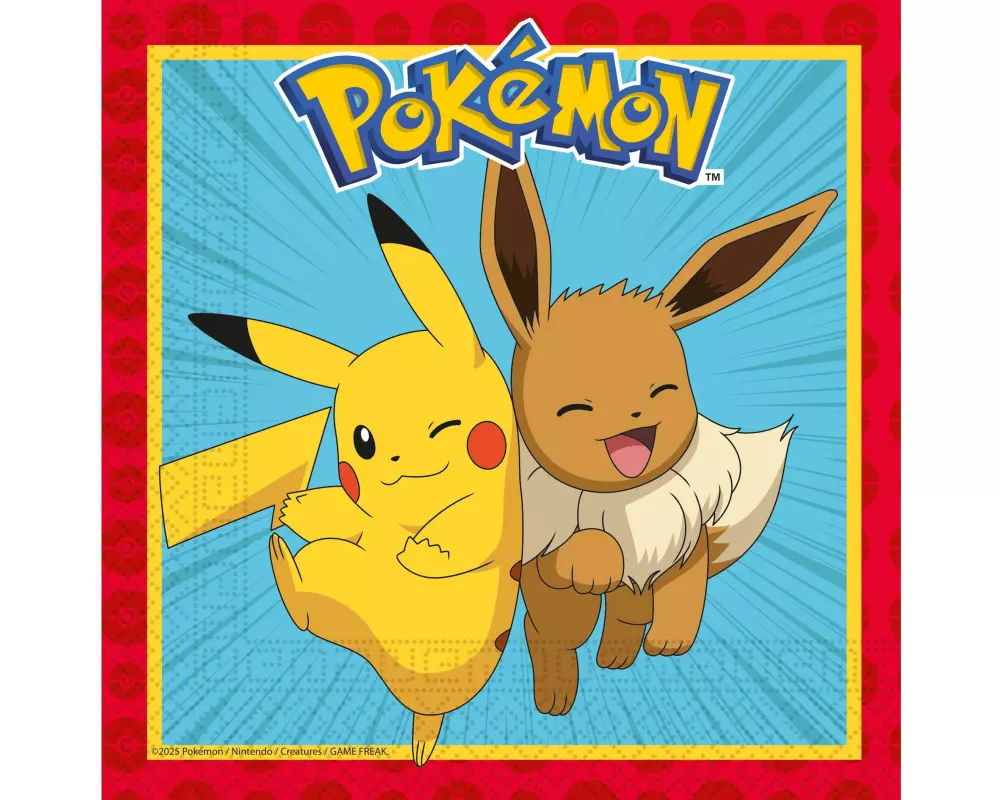 We fiesta Party Servietten Pokémon 33 x 33 cm, 20 Stück, Rot
