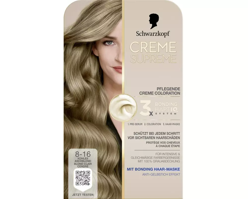 Schwarzkopf Creme Supreme Haarcoloration Creme Supreme 8-16 Kühles Aschblond