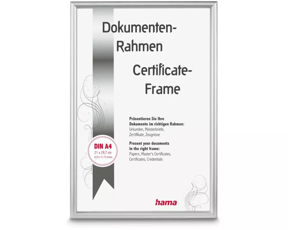 Hama Bilderrahmen Detroit für Dokumente A4, Silber