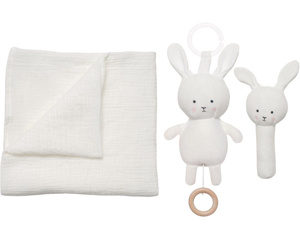 JABADABADO Geschenkset Hase in Decke S1021 weiss, 3-teilig