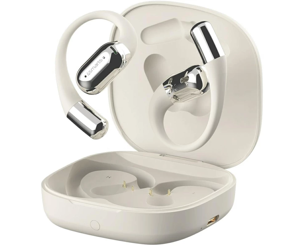 4smarts Open-Ear Bluetooth Kopfhörer SkyBuds AI Screen, Beige