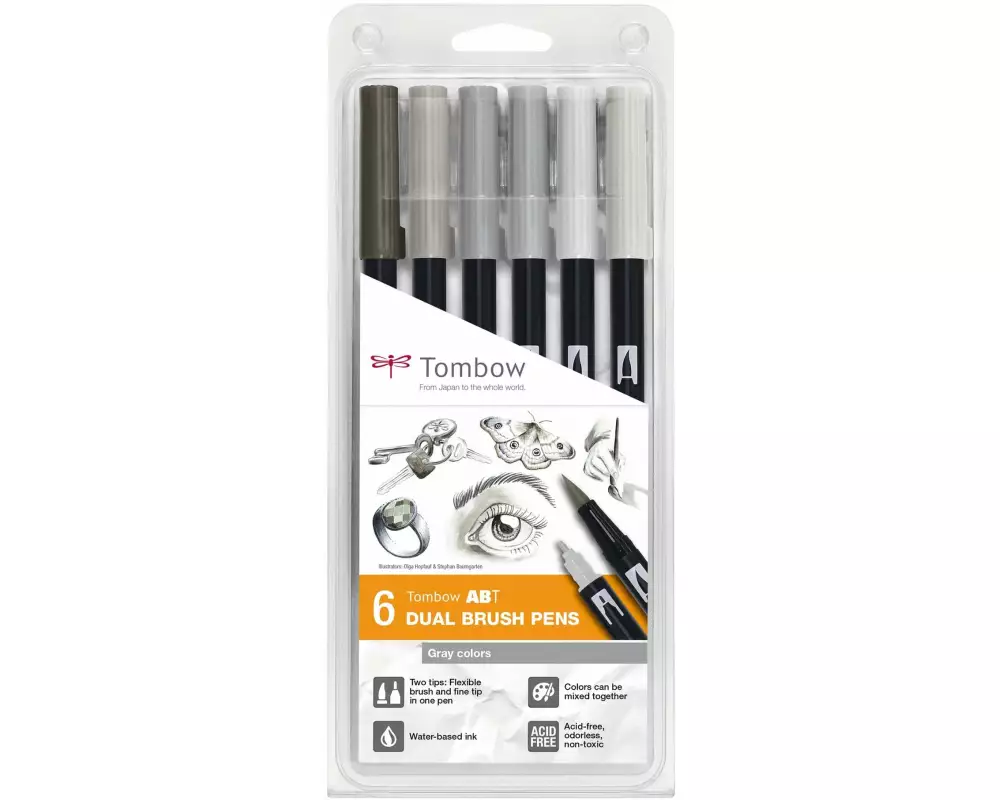 Tombow ABT Dual Brush 6 Stück. Grau