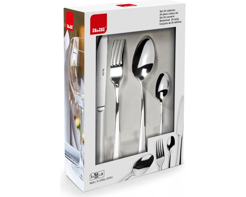 Ibili Besteck-Set aus Edelstahl Cubiertos 24-teilig, Silber