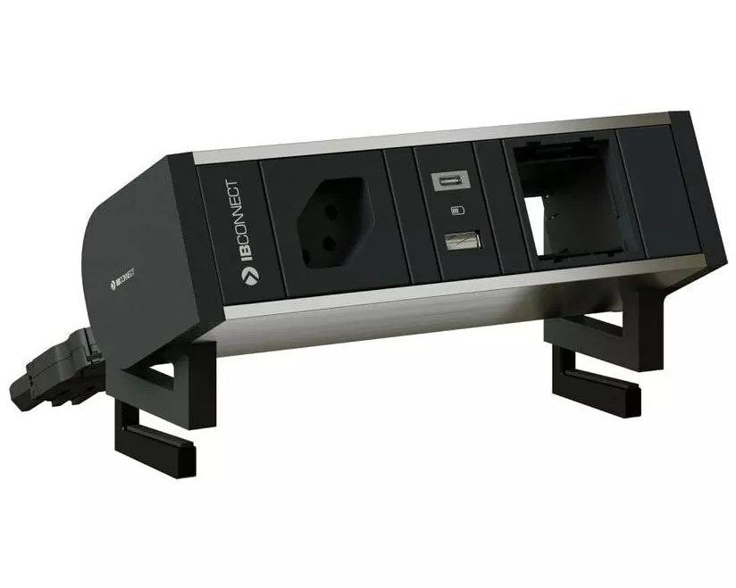 Max Hauri Steckdoseneinheit SUPRA T13, USB-A/C, Leermodul eloxiert