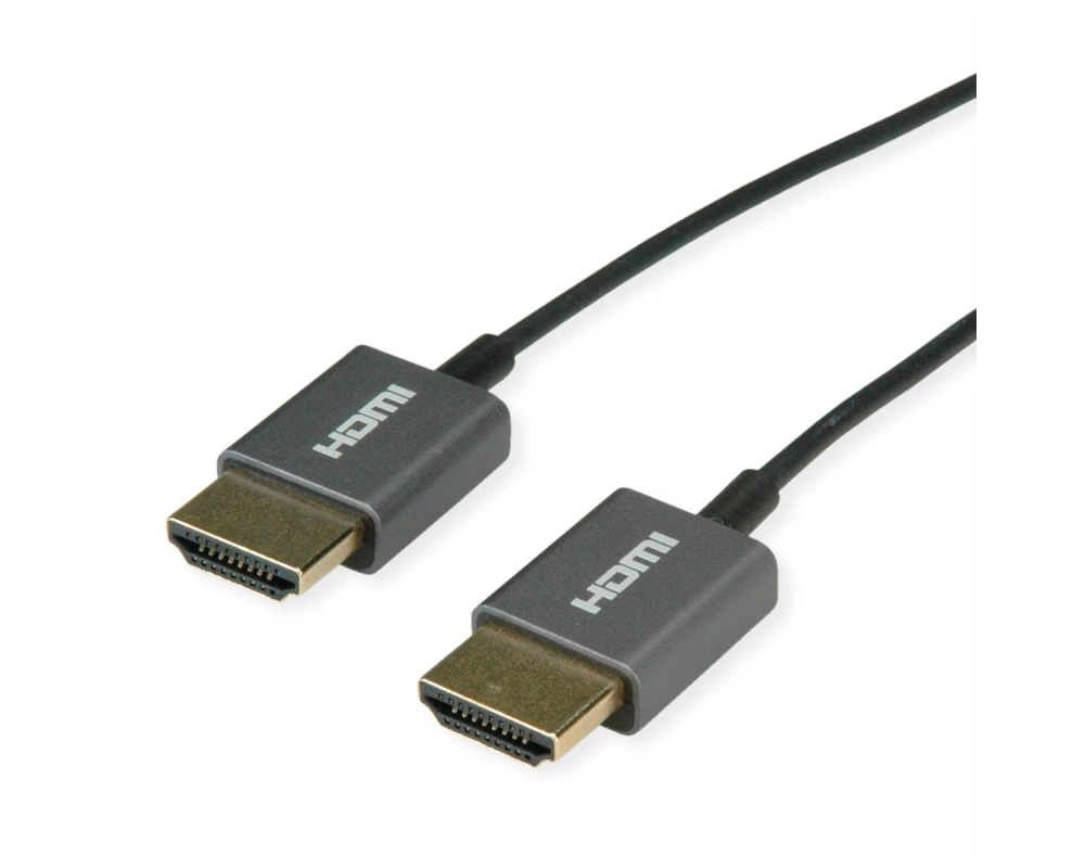 ROLINE 4K HDMI Ultra HD Kabel mit Ethernet, ST/ST, ultra-slim, koaxial, schwarz, 2 m