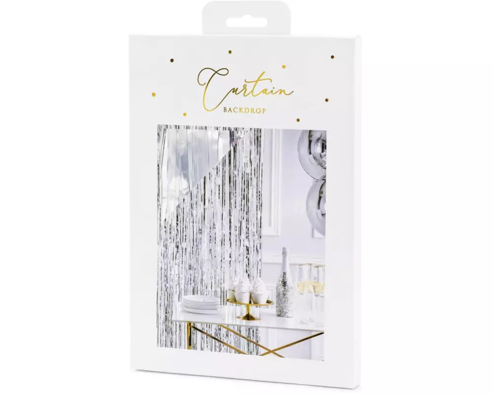 Partydeco Partyaccessoire Vorhang 90 x 250 cm, Silber
