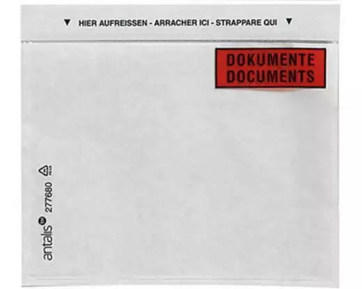Antalis Dokumententasche C6 «Dokumente» 1000 Stück, Transparent
