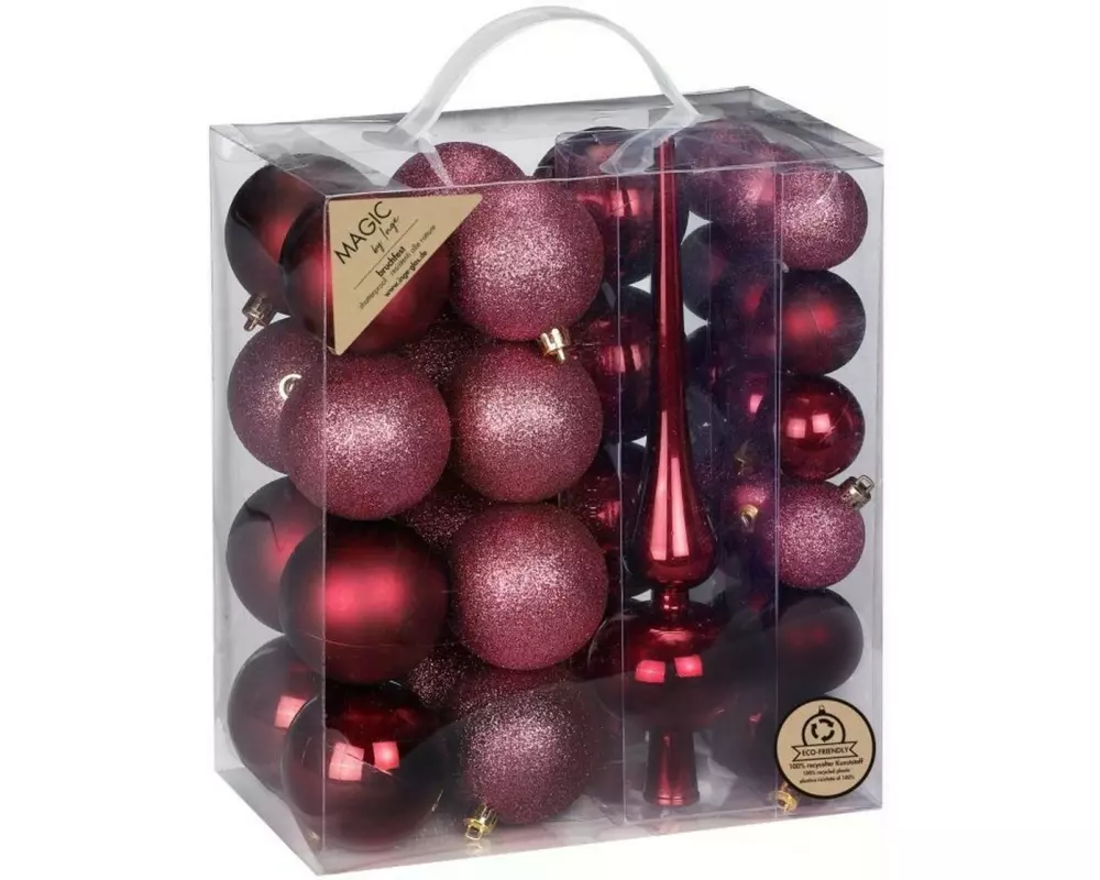 INGES CHRISTMAS DECOR Weihnachtskugel mit Spitze 39 Stück, Bordeaux