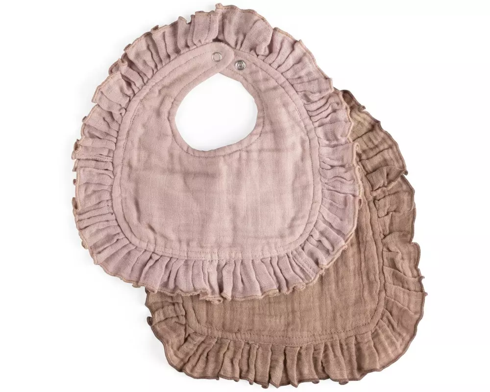 sebra Lätzchen Musselin 2er Set Rose/Braun 28 x 25 cm