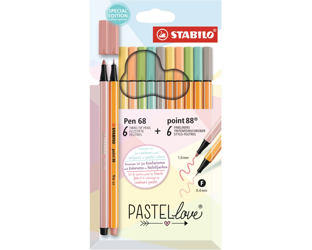 STABILO Pen 68 & Point 88 0.4mm 6888/12-7-7 Pastellove 12 Stück