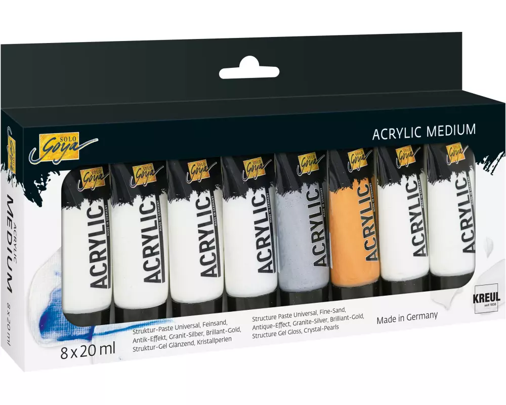 Kreul Acrylfarbe Solo Goya Strukturpaste 8 x 20 ml, Mehrfarbig