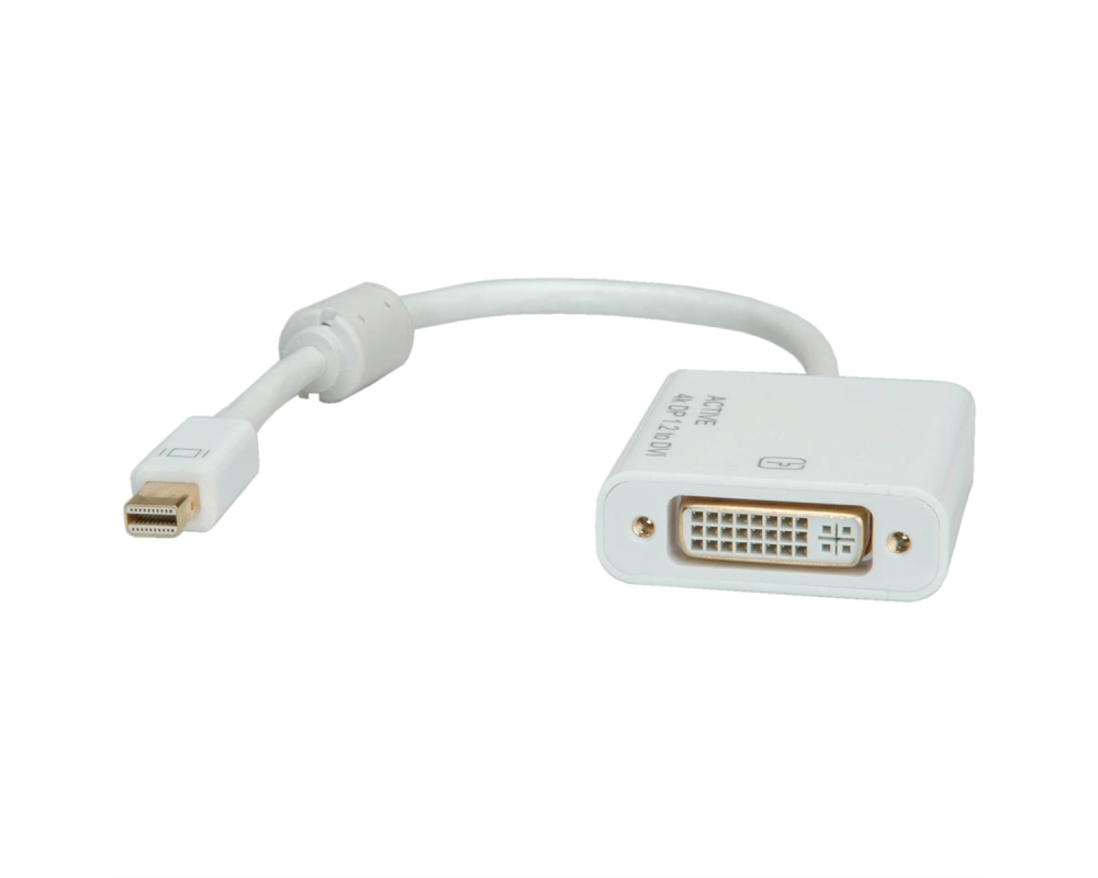 ROLINE 4K Mini DisplayPort-DVI Adapter, Mini DP ST - DVI BU
