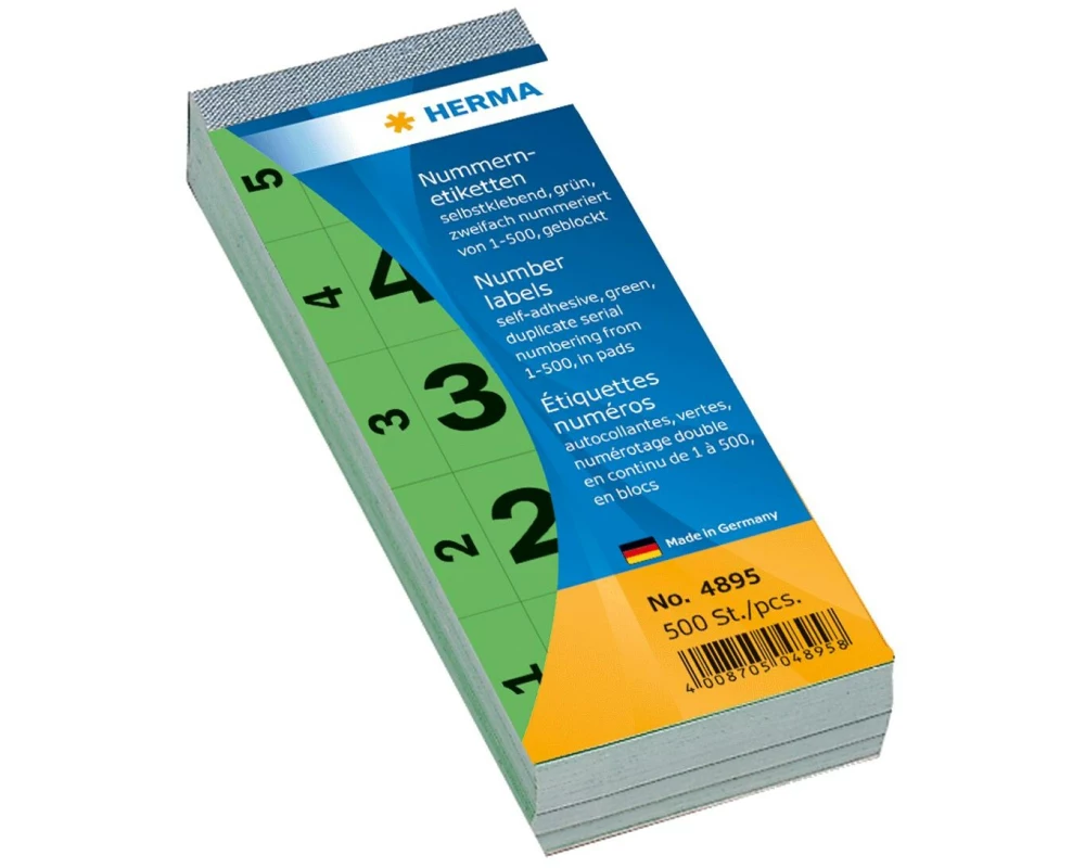 HERMA Nummernblock 1-500, grün, 28 x 56 mm 500 Etiketten