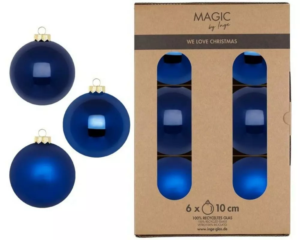 INGES CHRISTMAS DECOR Weihnachtskugel Royal Blue 6 Stück, Blau