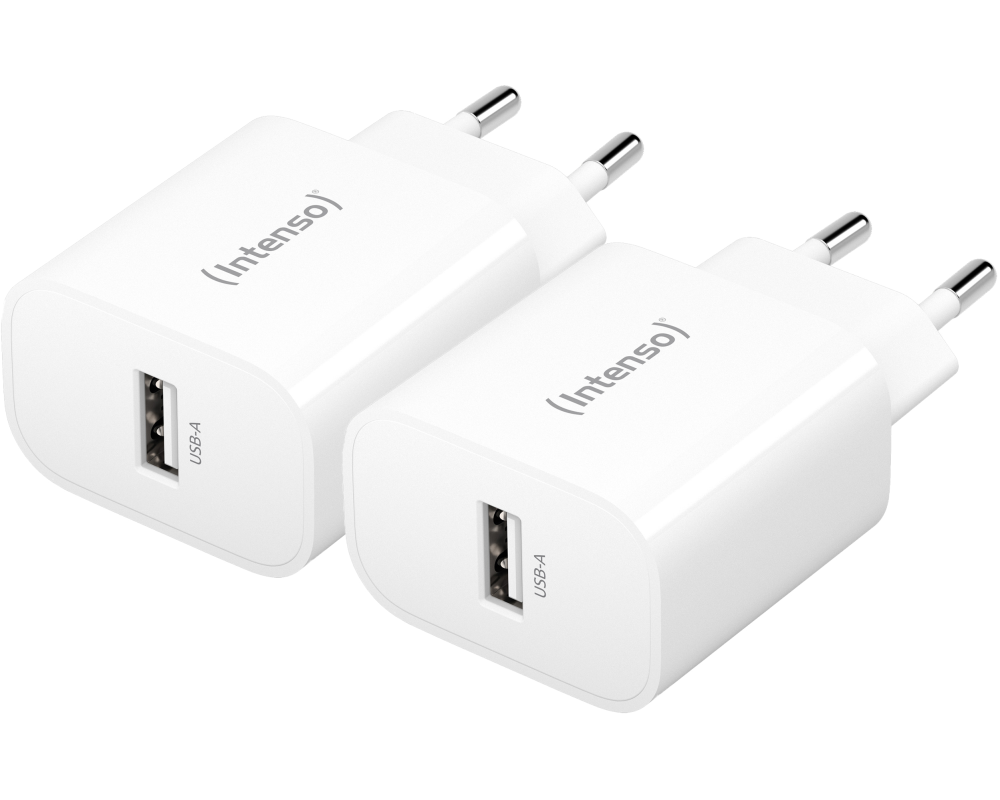INTENSO Power Adapter W5A Charger 7800522 5W, USB-A, white double pack
