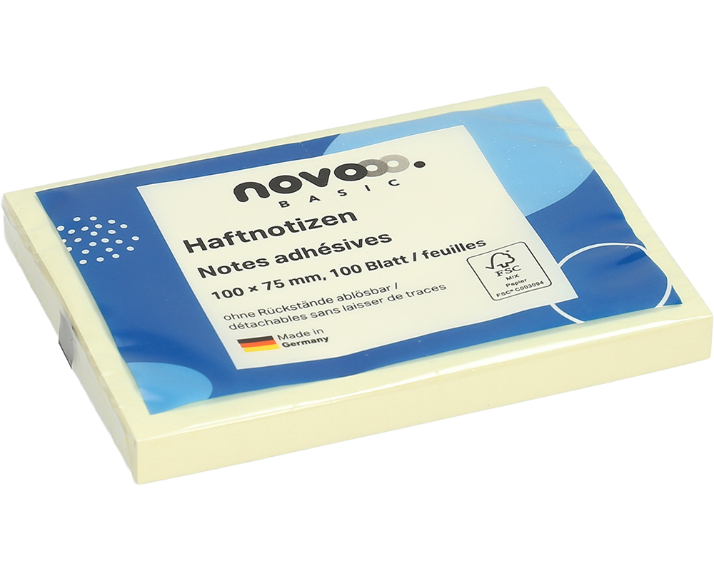NOVOOO Haftnotizen 100x75mm 5657-01 gelb 100 Blatt