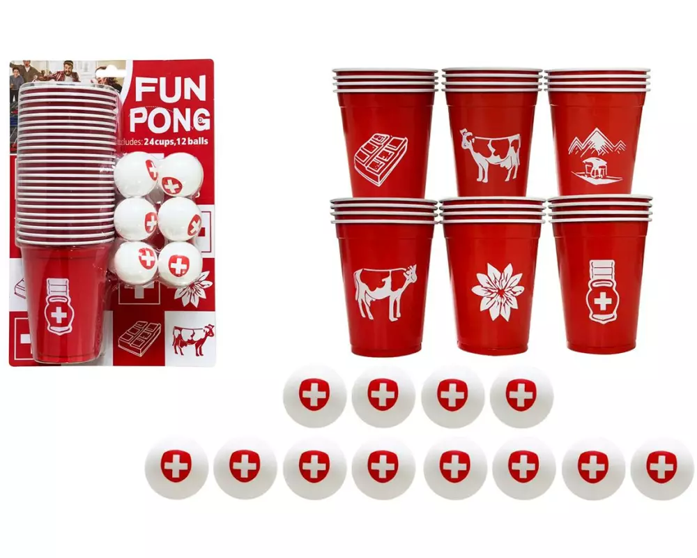 Sombo Partyaccessoire Fun Pong CH 24 Becher, 12 Bälle