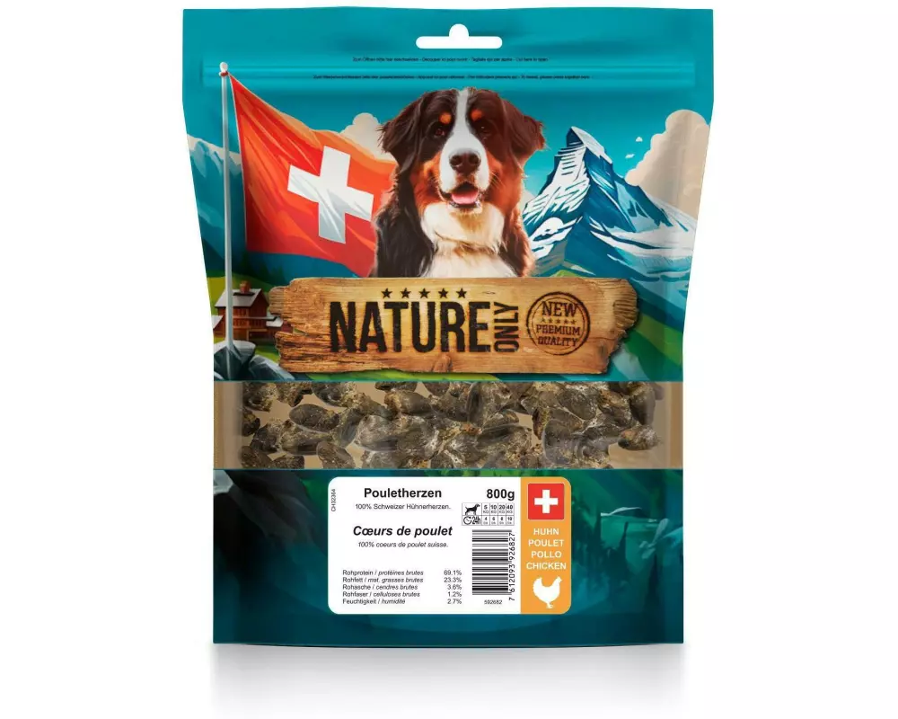 NATUREonly Kausnack Pouletherzen 800 g