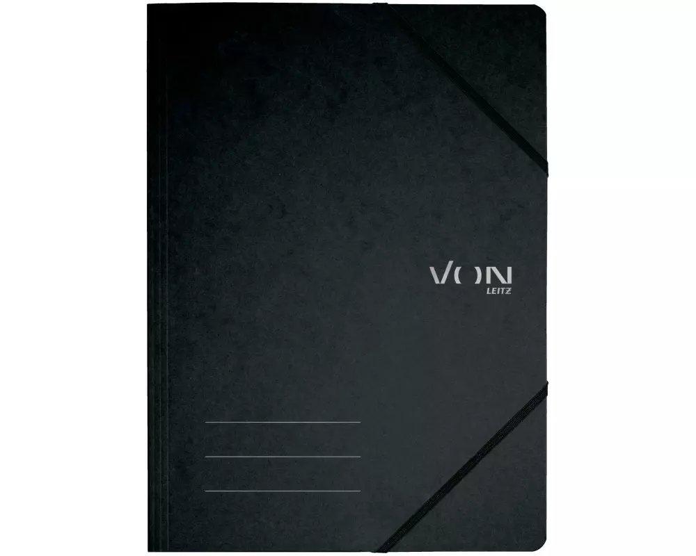 VON Gummibandmappe A4, Schwarz, 5 Stück